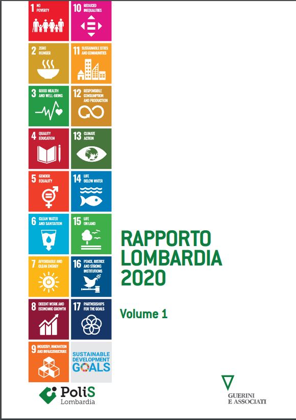 Cover del volume 1 del Rapporto Lombardia dedicato allo stato di attuazione dell'Agenda 2030 in Regione Lombardia
